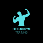 Dark Blue and Brown Illustrative Fitness Gym Logo